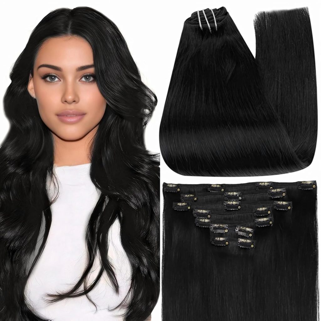 Black clip in hair extensions